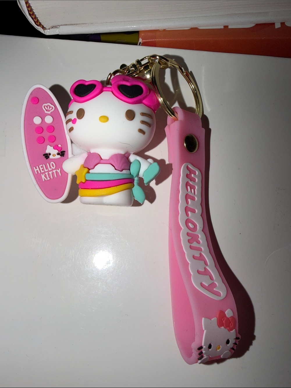 Hello Kitty Pink Surfboard and Strap Keychain